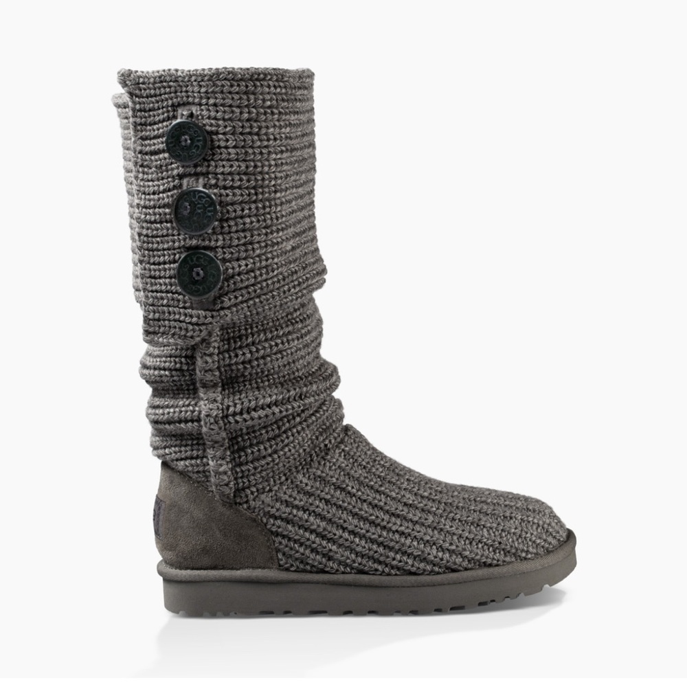 UGG Charcoal Knit Button Boots